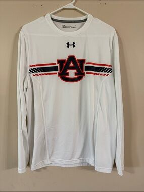 Under Armour White Long-Sleeve Auburn Performance Tee with Orange/Navy Logo